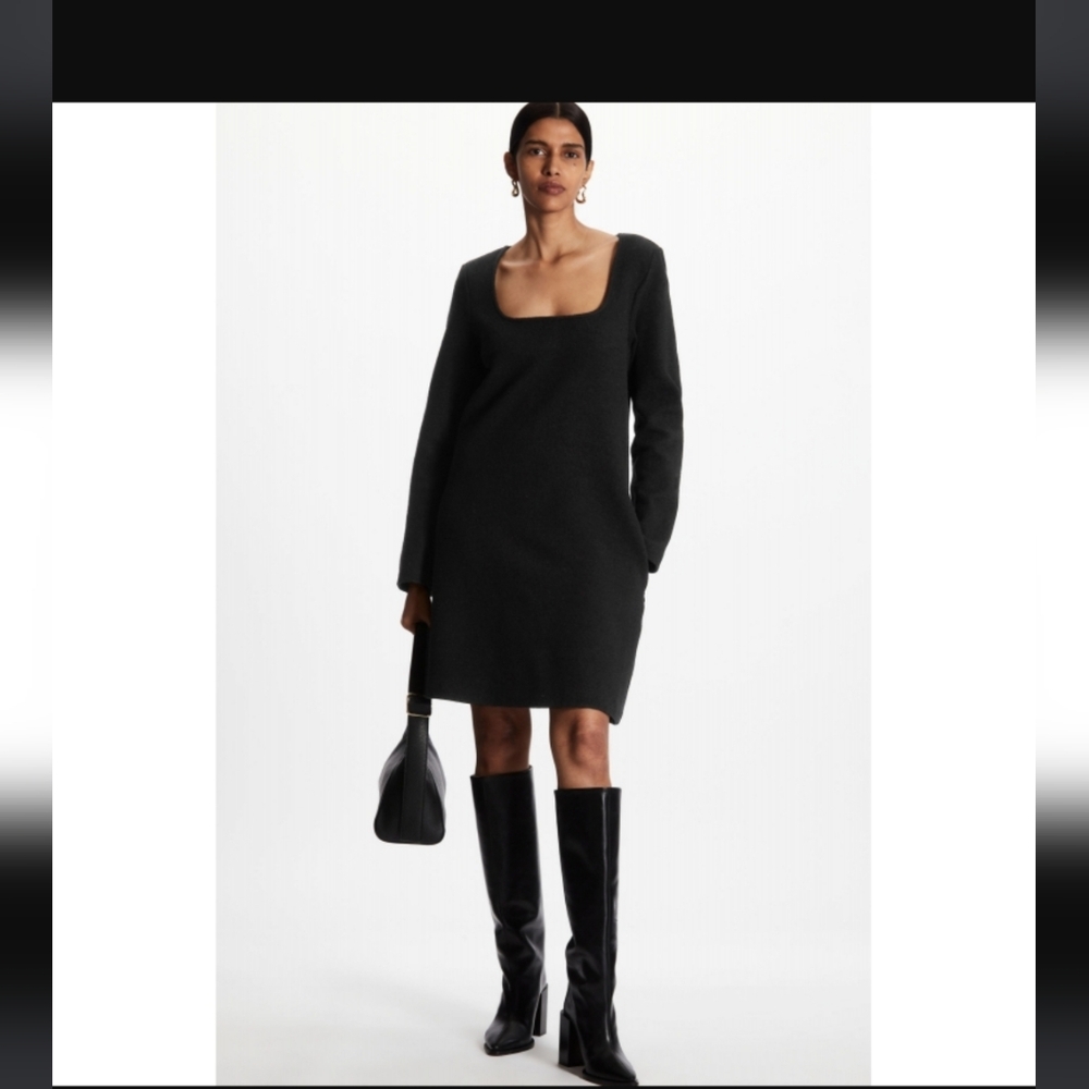 Cos Wool Blend Square Neckline Dress - Picture 2 of 16